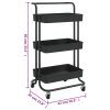 3-Tier Kitchen Trolley 42x25x83.5 cm Iron and ABS – Black