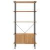 5-Tier Shelving Unit with Cabinet 80x40x163 cm Steel and Engineered Wood – Light Brown