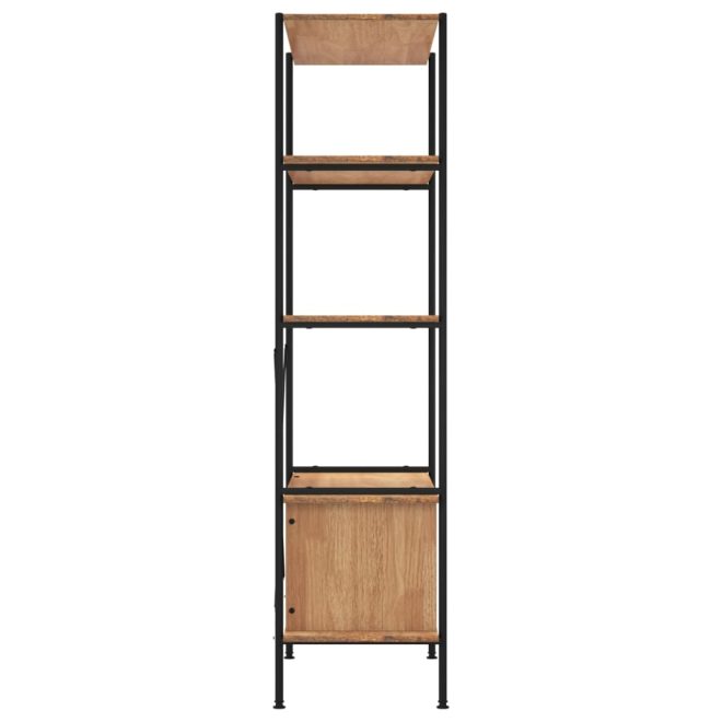 5-Tier Shelving Unit with Cabinet 80x40x163 cm Steel and Engineered Wood – Light Brown