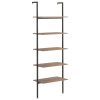 5-Tier Leaning Shelf and 64x35x185 cm – Dark Brown