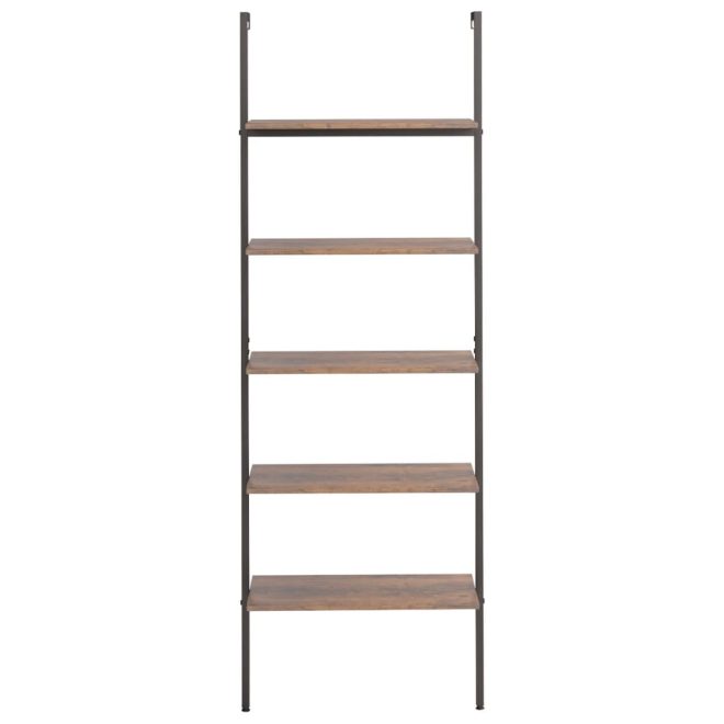 5-Tier Leaning Shelf and 64x35x185 cm – Dark Brown