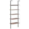 5-Tier Leaning Shelf and 64x35x185 cm – Dark Brown