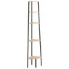 5-Tier Corner Shelf and 45.5×31.5×180 cm – Light Brown