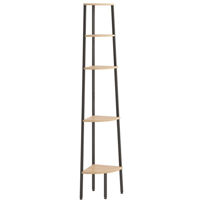 5-Tier Corner Shelf and 45.5×31.5×180 cm – Light Brown