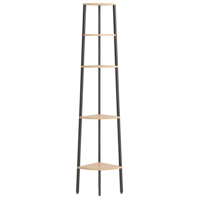 5-Tier Corner Shelf and 45.5×31.5×180 cm – Light Brown