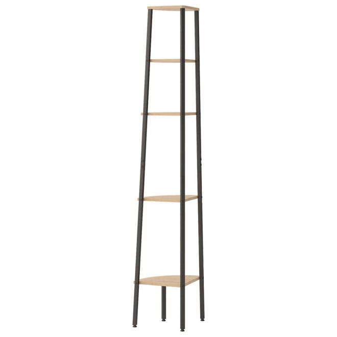 5-Tier Corner Shelf and 45.5×31.5×180 cm – Light Brown