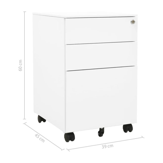 Mobile File Cabinet 39x45x60 cm Steel – White