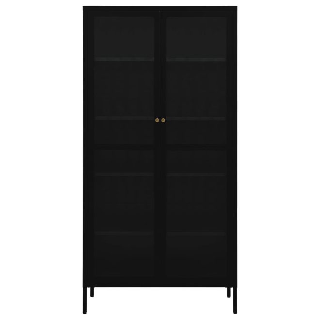 Display Cabinet 90x40x180 cm Steel and Tempered Glass – Black