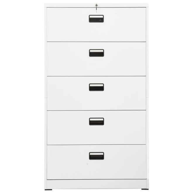 Filing Cabinet Steel – 90x46x164 cm, White