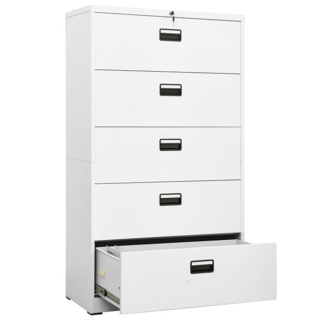 Filing Cabinet Steel – 90x46x164 cm, White