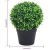 Artificial Boxwood Plants 2 pcs with Pots Ball Shaped Green 27 cm