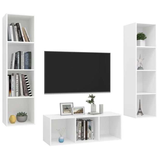 Berlin 3 Piece TV Cabinet Set Engineered Wood – White