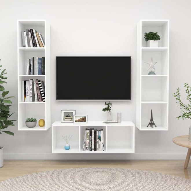 Berlin 3 Piece TV Cabinet Set Engineered Wood – White