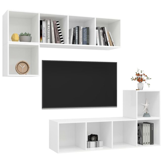 Casper 4 Piece TV Cabinet Set Engineered Wood – White