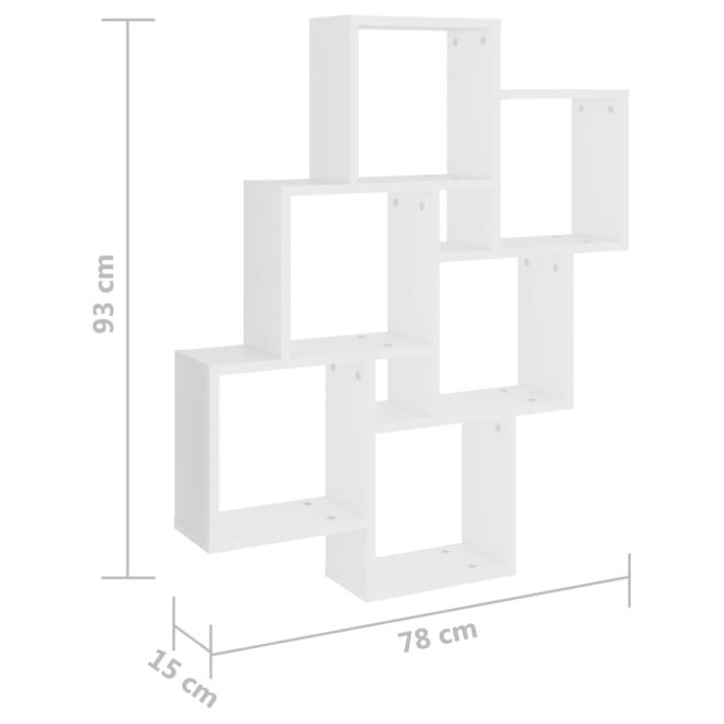 Wall Cube Shelf 78x15x93 cm Engineered Wood – White