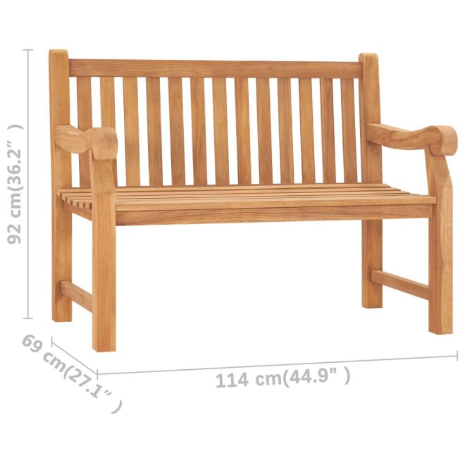 Garden Bench Solid Teak Wood – 114x69x92 cm