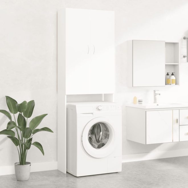 Washing Machine Cabinet 64×25.5×190 cm – White