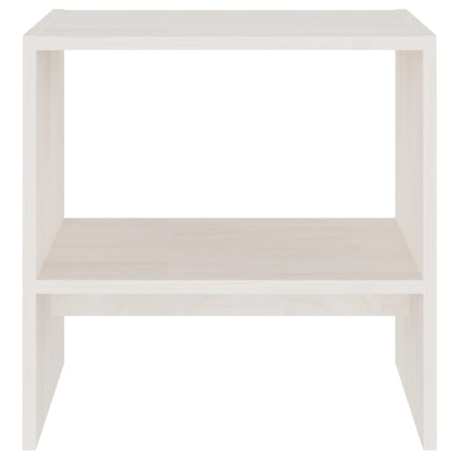 Brierley Bedside Cabinet 40×30.5×40 cm Solid Pinewood – White, 2