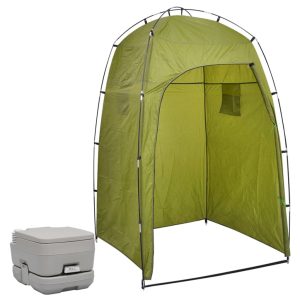 Portable Camping Toilet with Tent 10+10 L – Green