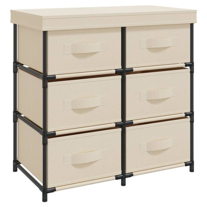 Storage Cabinet with 6 Drawers 55x29x55 cm Steel – Cream