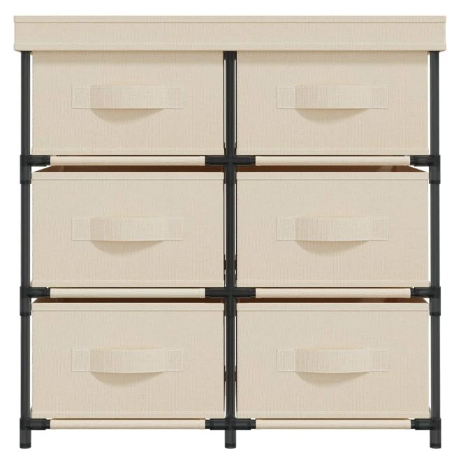 Storage Cabinet with 6 Drawers 55x29x55 cm Steel – Cream