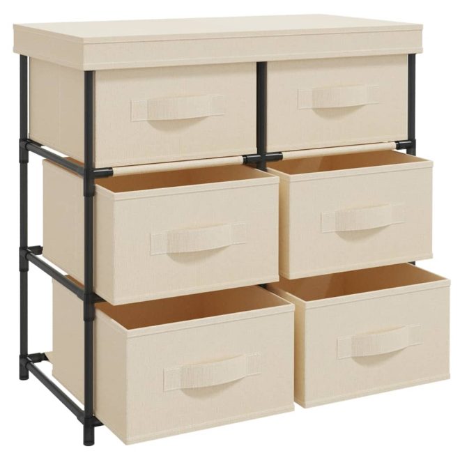 Storage Cabinet with 6 Drawers 55x29x55 cm Steel – Cream