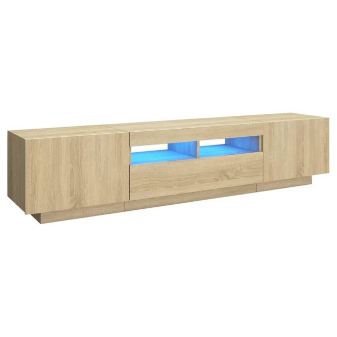 Glocester TV Cabinet with LED Lights 180x35x40 cm – Sonoma oak