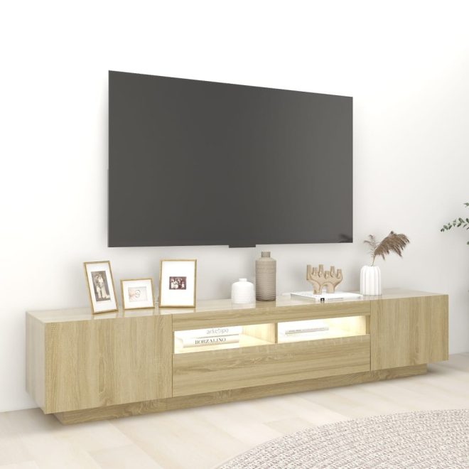 Apache TV Cabinet with LED Lights 200x35x40 cm – Sonoma oak