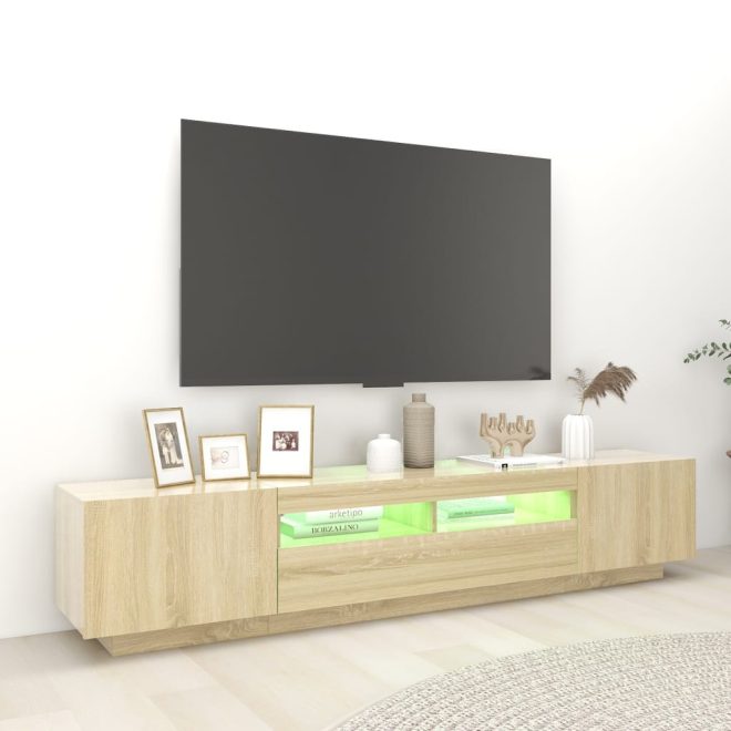 Apache TV Cabinet with LED Lights 200x35x40 cm – Sonoma oak