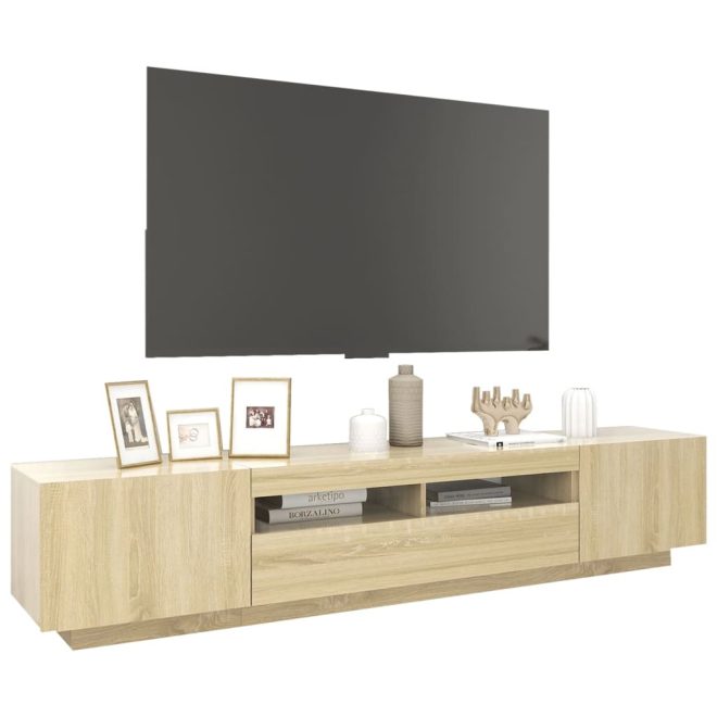 Apache TV Cabinet with LED Lights 200x35x40 cm – Sonoma oak