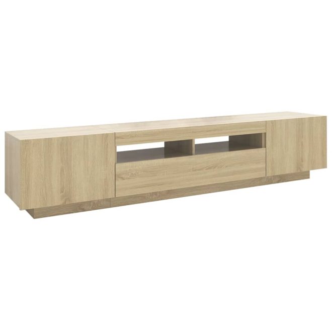 Apache TV Cabinet with LED Lights 200x35x40 cm – Sonoma oak