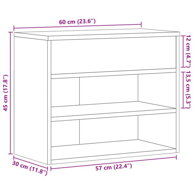 Shoe Bench 60x30x45 cm Engineered Wood – White