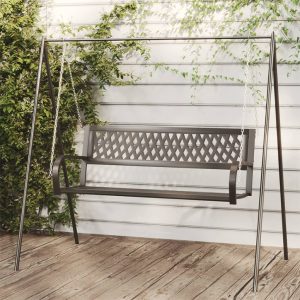 Garden Swing Bench 125 cm Steel and Plastic Black – Diamond