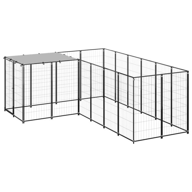 Dog Kennel Steel – 4.84 m, Black