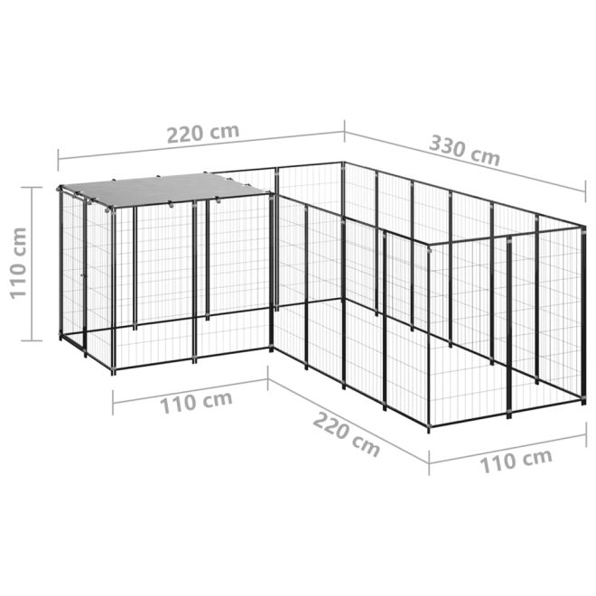 Dog Kennel Steel – 4.84 m, Black