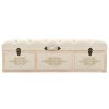 Storage Bench Solid Wood and Fabric 120x30x38 cm – Cream