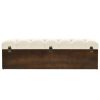 Storage Bench Solid Wood and Fabric 120x30x38 cm – Cream