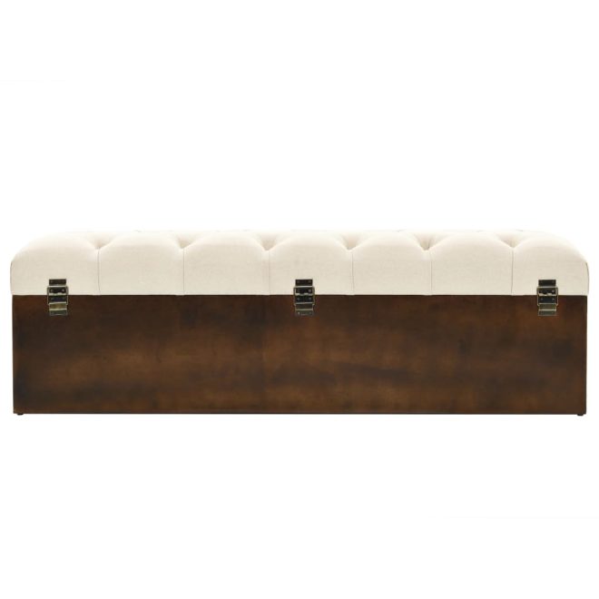 Storage Bench Solid Wood and Fabric 120x30x38 cm – Cream