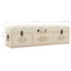 Storage Bench Solid Wood and Fabric 120x30x38 cm – Cream