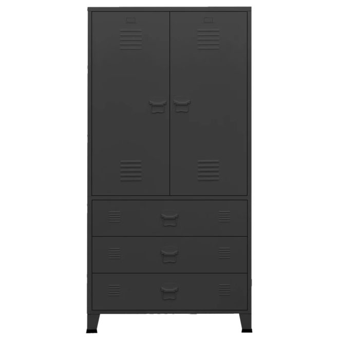 Industrial Wardrobe 90x50x180 cm Metal – Black