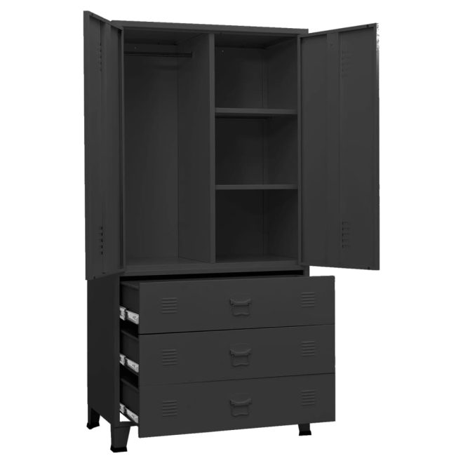 Industrial Wardrobe 90x50x180 cm Metal – Black