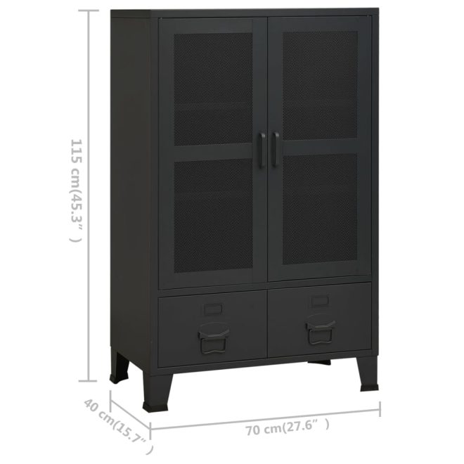 Industrial Storage Cabinet 70x40x115 cm Metal – Black