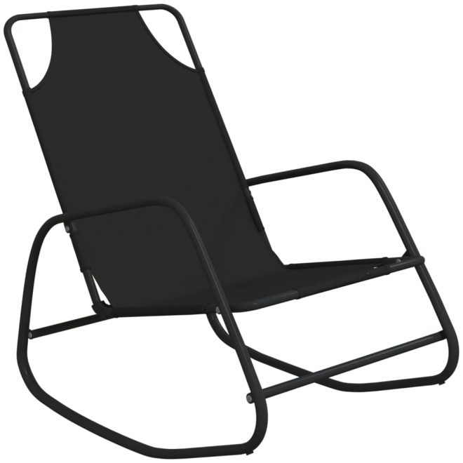 Rocking Sun Lounger Steel and Textilene – Black, 1