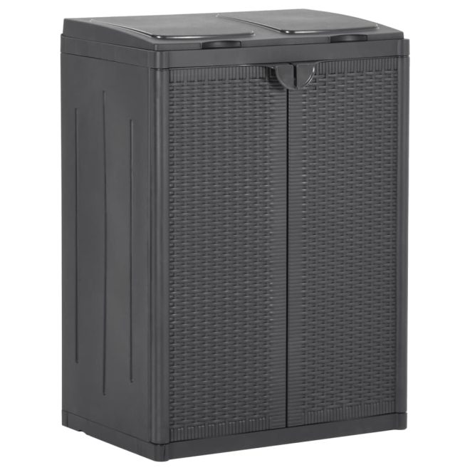 Trash Bin with 2 Doors Black 65x45x88 cm PP