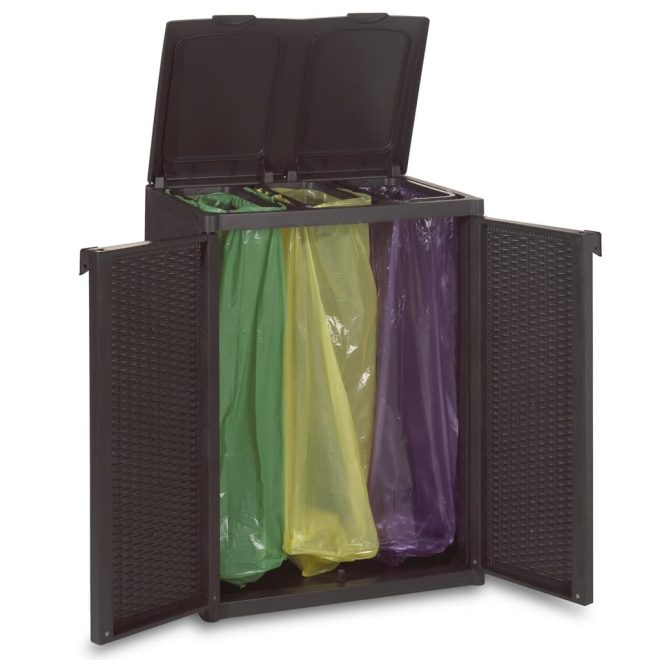 Trash Bin with 2 Doors Black 65x45x88 cm PP