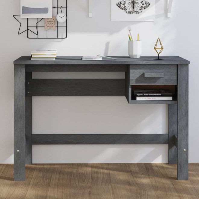 Desk 110x40x75 cm Solid Wood Pine – Dark Grey