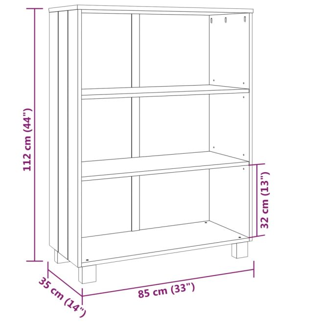 Book Cabinet 85x35x112 cm Solid Wood Pine – White