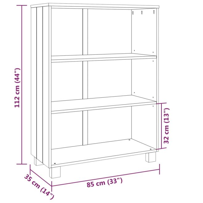 Book Cabinet 85x35x112 cm Solid Wood Pine – Dark Grey