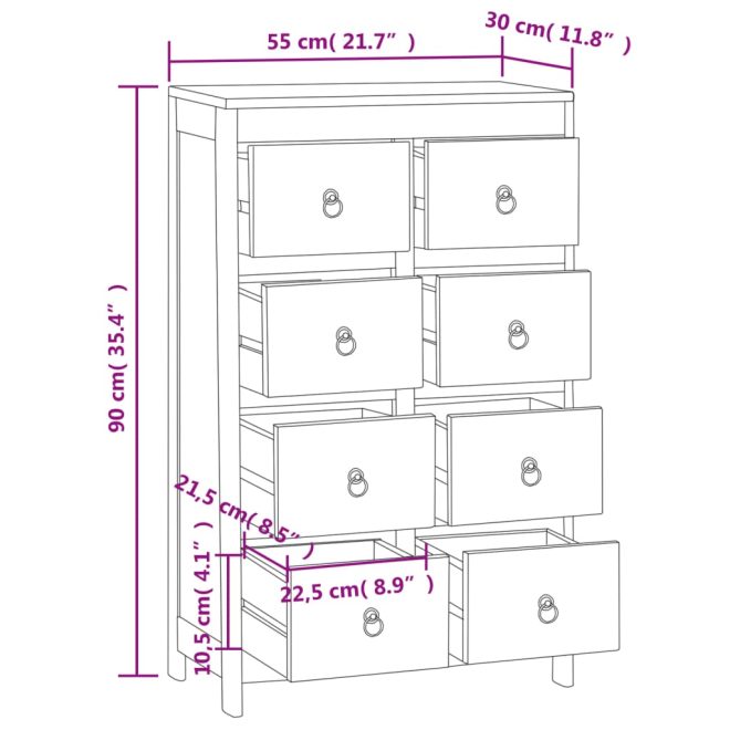 Chest of Drawers 55x30x90 cm Solid Wood Teak