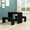 3 Piece Dining Set Engineered Wood – Black